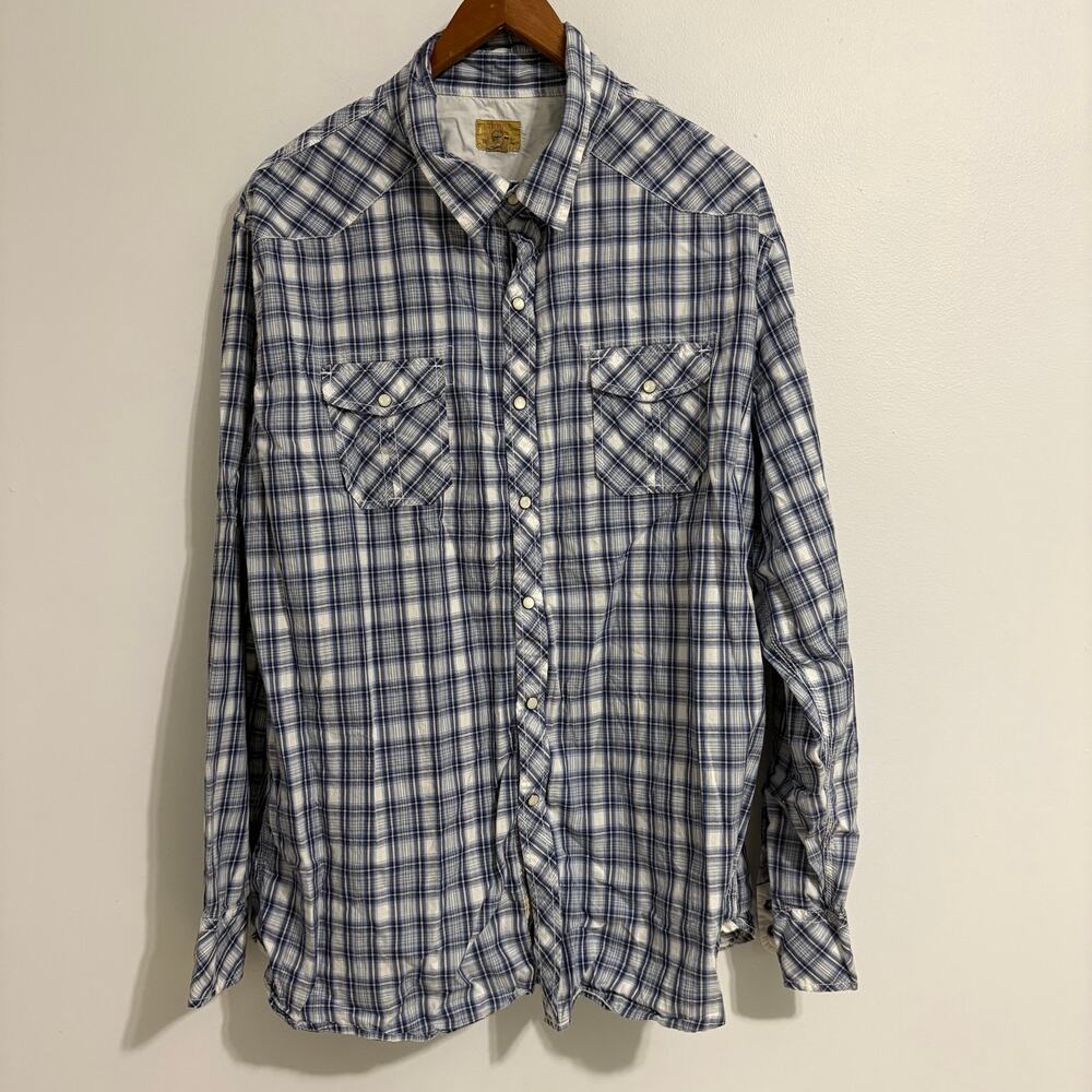 Y2K Trevero Mens XXL Pearl Snap Button Down 100% Cotton Western Casual